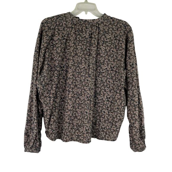Universal Thread Black Brown Bohemian Quarter Button Down Blouse Women's XS - Picture 6 of 11